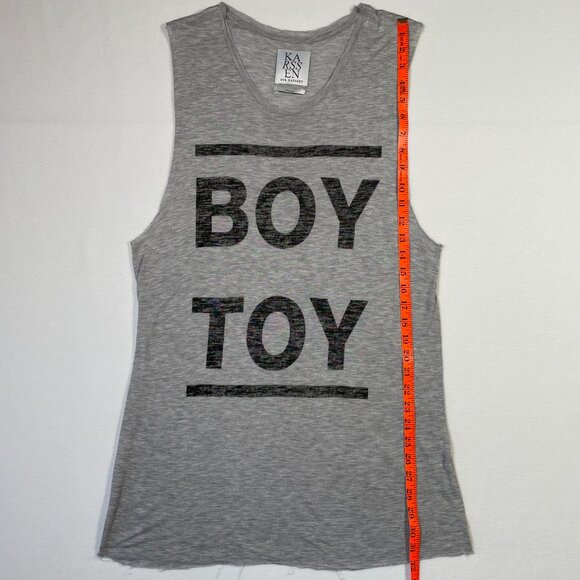 Zoe Karssen Boy Toy Tee Size L Gray Sleeveless Tank Graphic - Picture 10 of 11